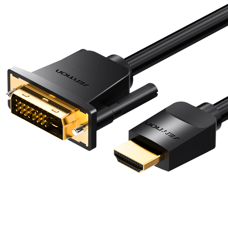 HDMI/apa -> DVI-D (24+1)/apa, fekete, PVC, 2m, kétirányú videókábel
