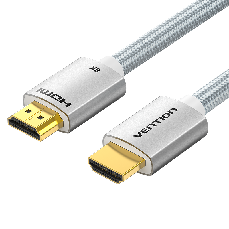 HDMI 2.1/apa -> HDMI 2.1/apa, ezüst, fonott, 8K@60Hz, 2m, 8K HDMI kábel