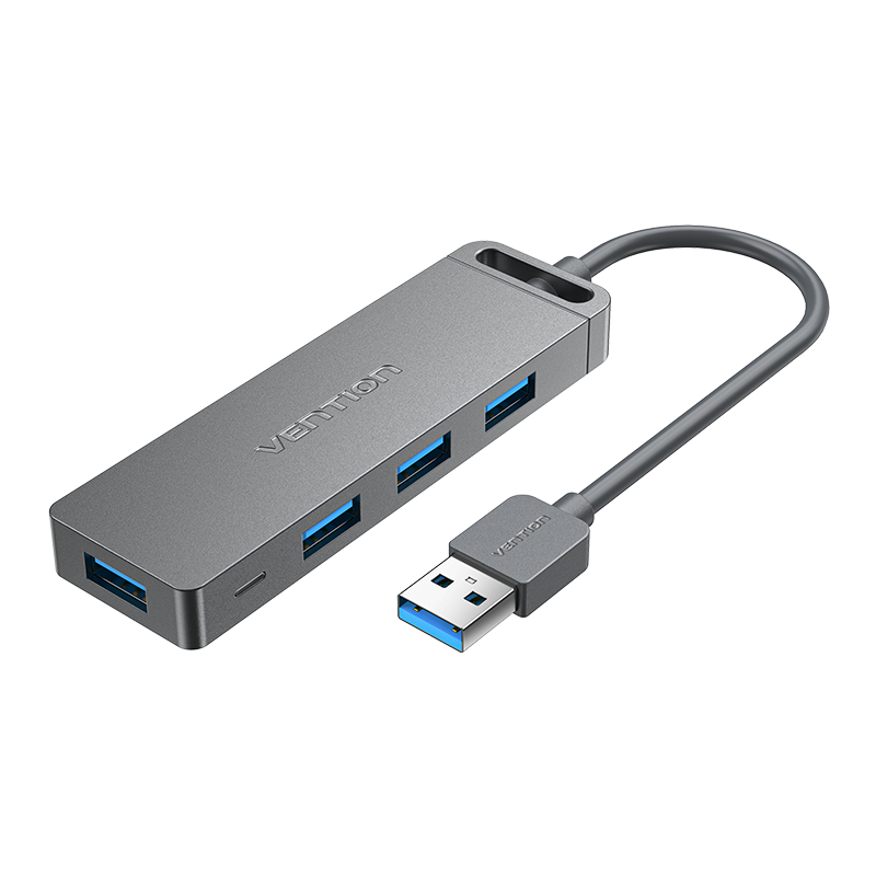 4 portos USB 3.0, aktív (külső tápellátású), szürke, ABS, 0,5m, USB hub