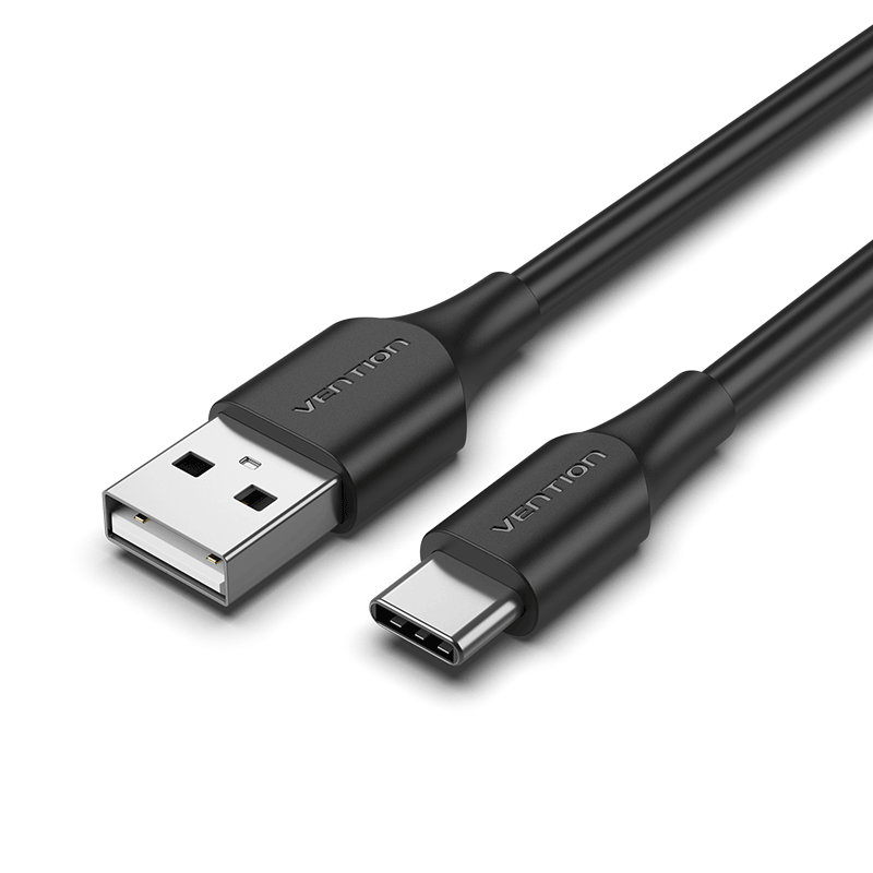 USB-A 2.0/apa -> USB-C 2.0/apa, fekete, PVC, 3A, 60W, 1m, kompakt fejű adat- és töltőkábel
