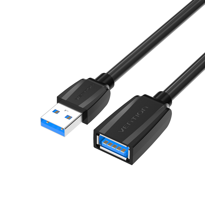 USB-A 3.0/apa -> USB-A 3.0/anya, fekete, PVC, 0,5m, vékony hosszabbító kábel
