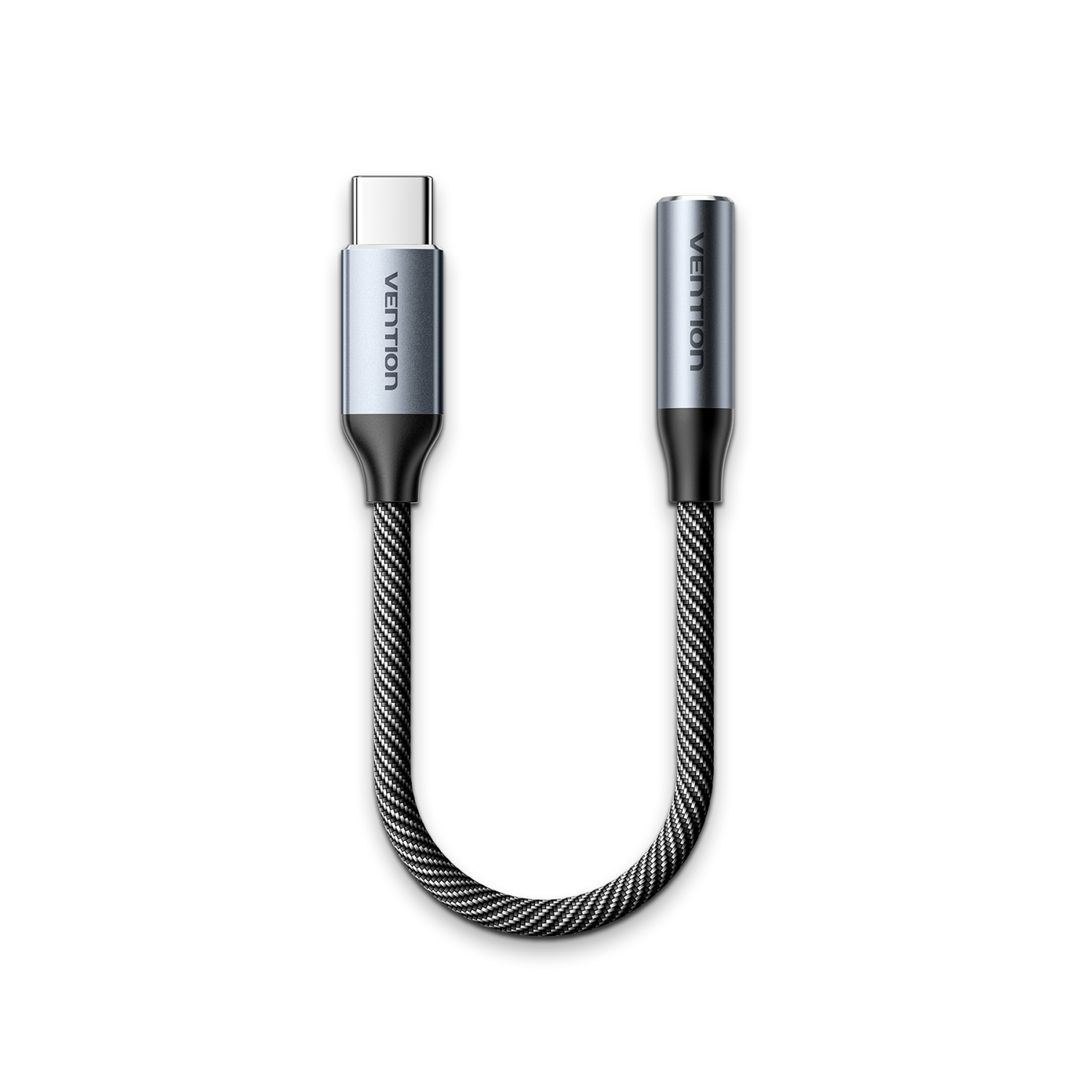 USB-C/apa -> 3,5mm miniJack/anya, szürke, alumínium házas, fonott, DAC chippes, 0,15m, audio adapter