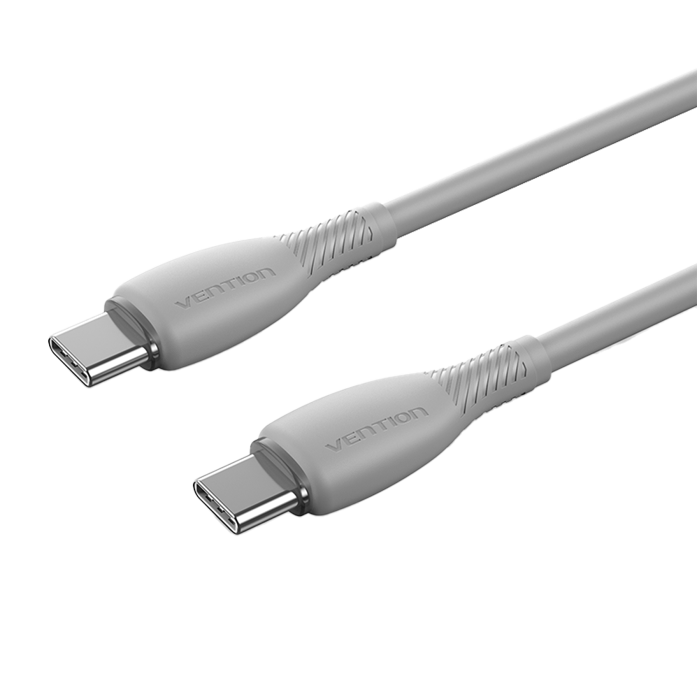 USB-C 2.0/apa -> USB-C 2.0/apa, szürke, PVC, 3A, 60W, 2m, flexibilis, adat- és töltőkábel